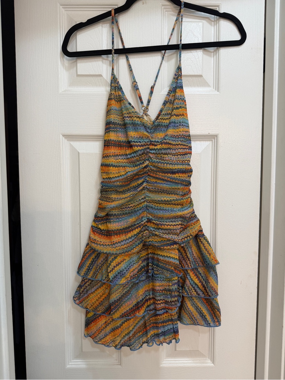 Wild Fable Chevron Knit Ruffle Tiered Mini Dress Small